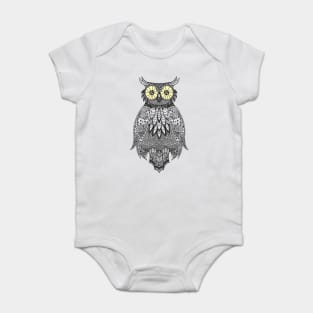 Owl Lineart Black Baby Bodysuit